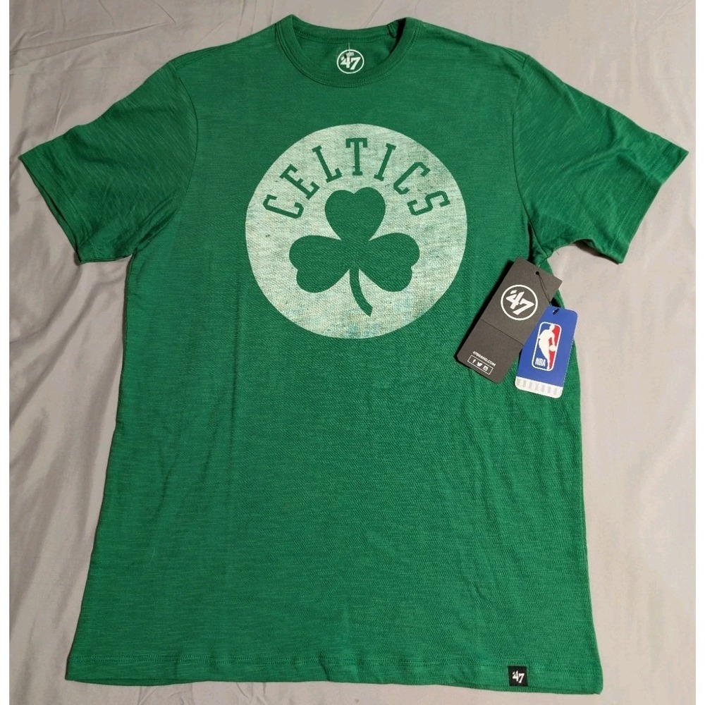 47 Brand Boston Celtics Shamrock Logo T Shirt Mens Small Green NWT NBA Tee